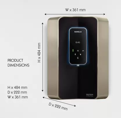 HAVELLS Digitouch Alkaline 6 L RO + UV + UF + TDS Water Purifier 8 Stages, Smart touch dispensing, Double UV Purification and Patented Alkaline water technology (Black) HAVELLS Digitouch Alkaline 6 L RO + UV + UF + TDS Water Purifier 8 Stages, Smart touch dispensing, Double UV Purification and Patented Alkaline water technology (Black)